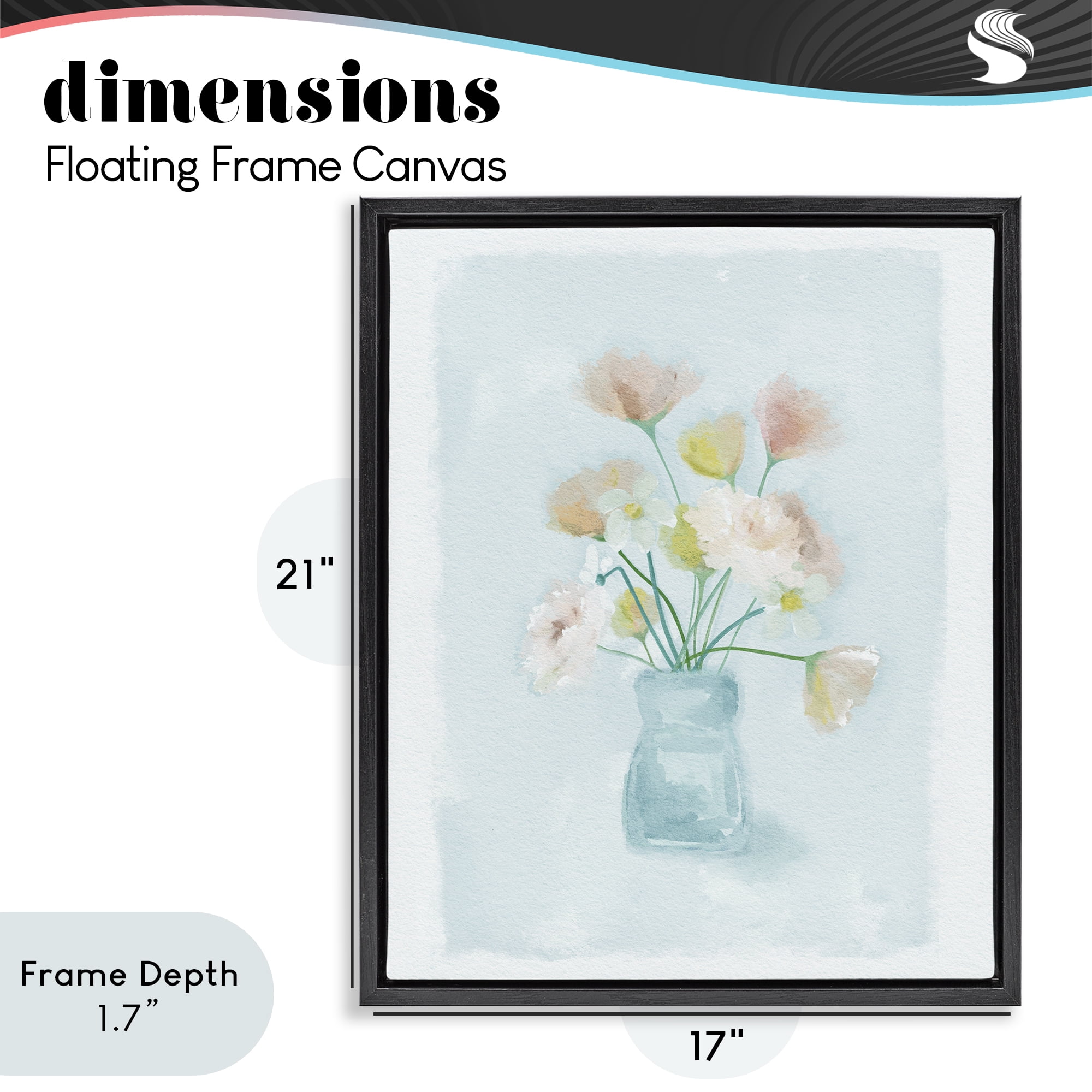 Stupell Industries Pretty Florals in Vase Black Framed Floater Canvas Wall Art, design by Leah Straatsma