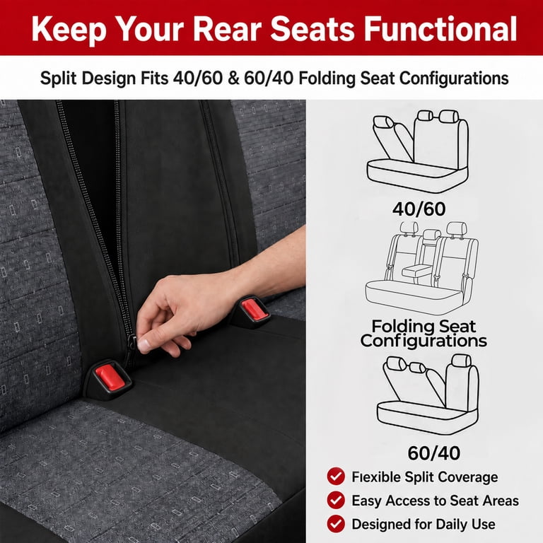 FLORAY Universal Car Seat Covers Full Set, Airbag Compatible photo 7