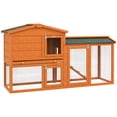 thumbnail image 1 of PawHut Two-Level Rabbit Hutch, Small Animal House with Run, Roof, Orange, 1 of 10