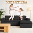 thumbnail image 2 of Fnkosi 105" Couches for Living Room with L-Shaped Chaise, Upholstered Sectional Couch with Movable Ottoma & Cup Holders, 30D Foam & Spring Hybrid Support, Black, 2 of 8