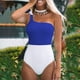 thumbnail image 2 of Gibobby Trajes de Natación para Mujer Traje de baño Bloque de baño Color Traje de mujer Bowknot Traje de baño de una pieza Hombro Un traje de baño Tankin(Azul,XL), 2 of 5
