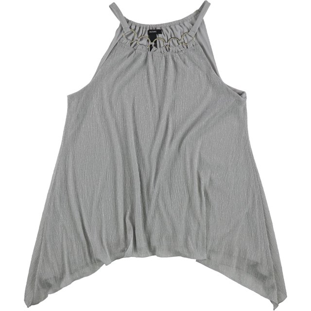 Alfani Blusa metálica con adornos para mujer, gris, grande