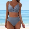 thumbnail image 2 of TOWED22 Women's High Waisted Bikini Sets Two Piece Swimsuit Tummy Control Bathing Suit V Neck Swimwear Swim Suit（Grey,S）, 2 of 9