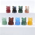 thumbnail image 2 of Random Style Crystal Cat Figurine Blind Box, 1.6 Inch Hand Carved Fluorite Kitten Statue, Home Desk Decor Gift, 2 of 6