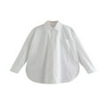 thumbnail image 1 of Chemisier à Manches Longues pour Femmes Couleur Unie Col Rabattu Boutonné Coupe Ample Style Décontracté Simple, 1 of 6