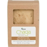 Sayan Siberian chaga Mushroom Soap with Rhassoul clay, Bee Pollen and Honey - All Natural and Hand Made (3.5 Oz)