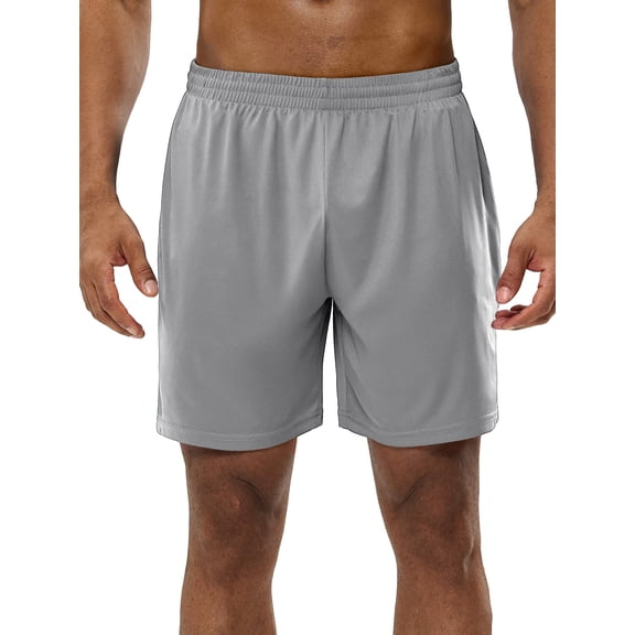 MIER Men's Quick-Dry Lightweight Training Running & Basketball Athletic Shorts, No Pockets, No Liner, Light Grey, XS