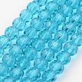 thumbnail image 1 of Transparent Glass Bead Strands Imitate Austrian Crystal Faceted(32 Facets) Round Sky Blue 4mm Hole: 1mm about 87~93pcs/strand 32~33cm, 1 of 3