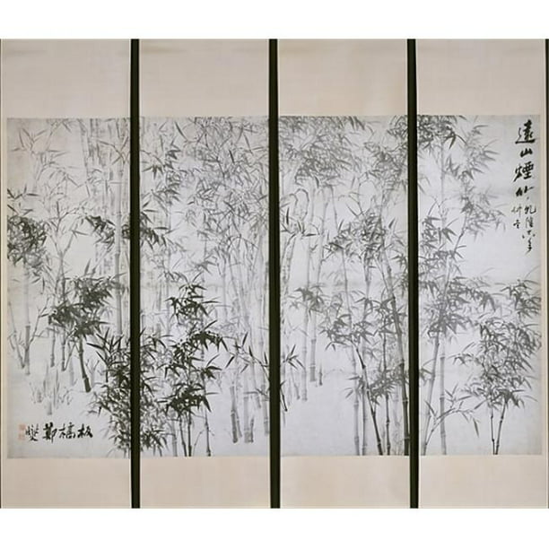 Posterazzi MET44620 Bambou Brumeux sur une Affiche de Montagne Lointaine Imprimée par Zheng Xie Chinois 1693-1765 - 18 x 24 Po.