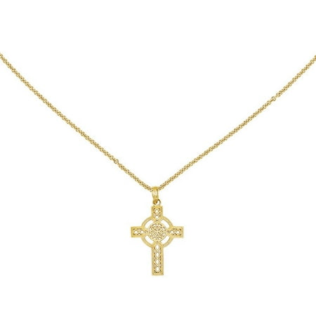 14kt Yellow Gold Diamond-Cut Celtic Cross Pendant