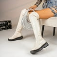 thumbnail image 5 of Juebong Over The Knee Boots Women Lug Sole Goth Low Heel Boots Stretch Round Toe Long Boots White,42, 5 of 8