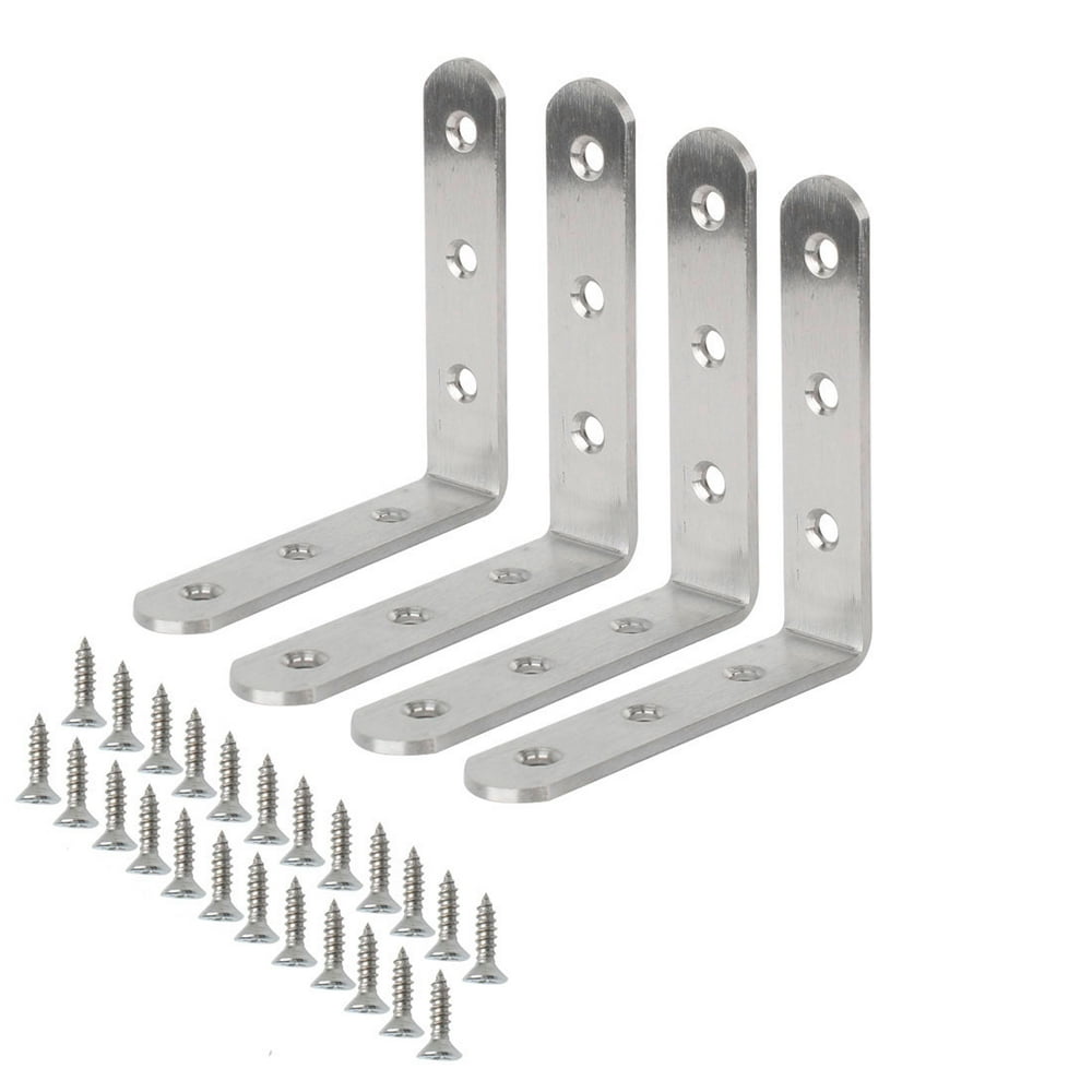 Uxcell 4 Piece 90 x 90mm Stainless Steel L Shaped Angle Brackets with