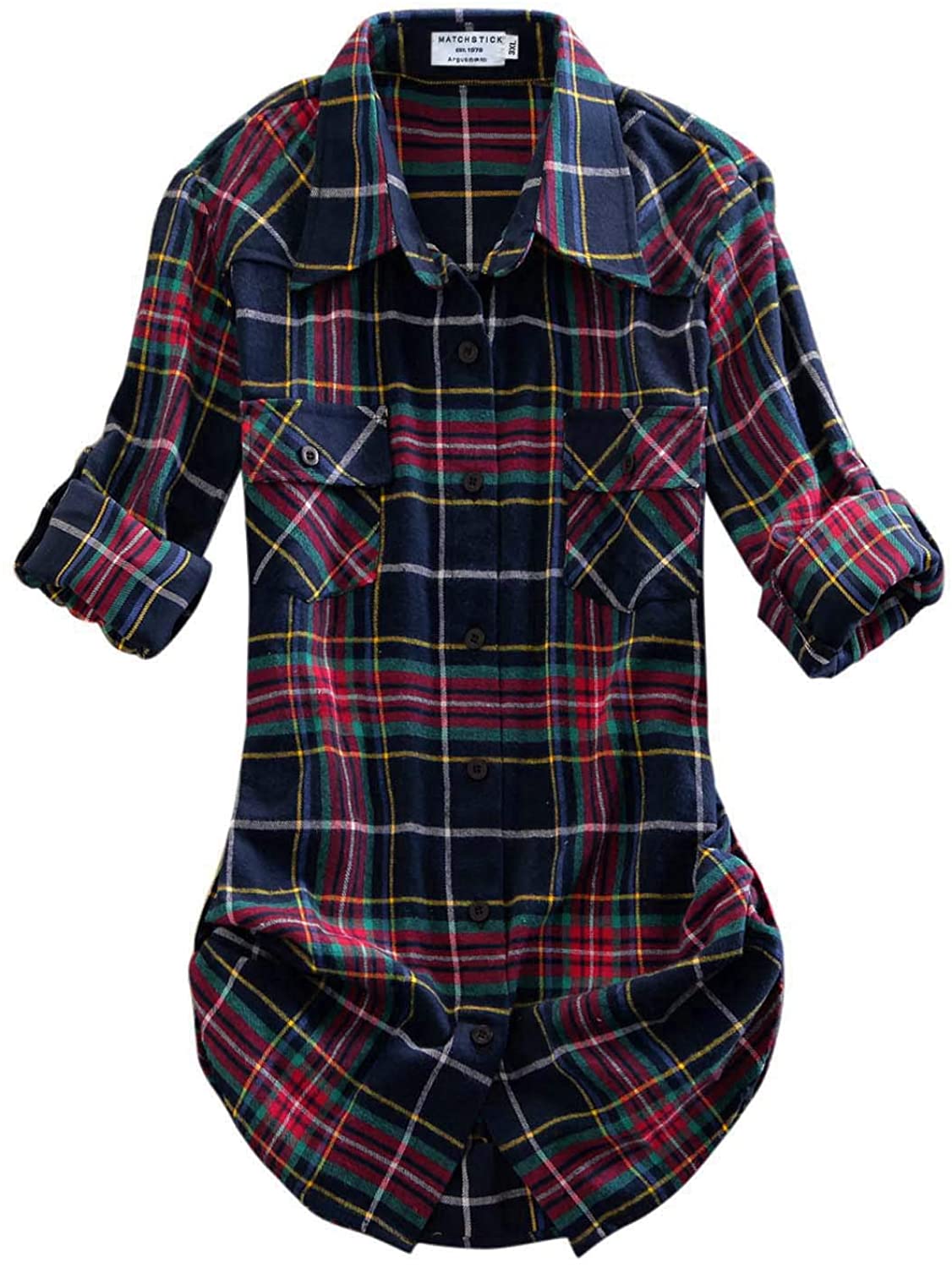 Ladies Plaid Shirt,Irregular Flannel 