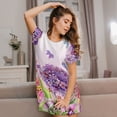 thumbnail image 3 of Naloa Flowers And Colorful Butterflies Print Women Nightgowns,Womens Loungewear,Short Sleeve Sleepwear,Comfy Ladies Nightdress, 3 of 6