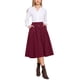 thumbnail image 2 of Falda de pana para mujer, con botones en la parte delantera, de cintura alta, vintage, elástica, en línea A, acampanada, casual, midi, con bolsillos, color burdeos, 2 of 6