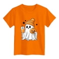 thumbnail image 4 of CAICJ98 Halloween Shirt Boys Girls Pumpkin Ghost Graphic Tshirts Toddler Kids Cotton Short Sleeve Tee Top (Orange,11-12 Years), 4 of 5