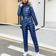 thumbnail image 6 of PXLKNZH Womens Onesie Ski Suit Winter Outdoor Sports Snowsuit Jumpsuits Thicken Warm Snow Suits Hooded Faux Fur Collar Snowboard Overalls Blue,M, 6 of 6