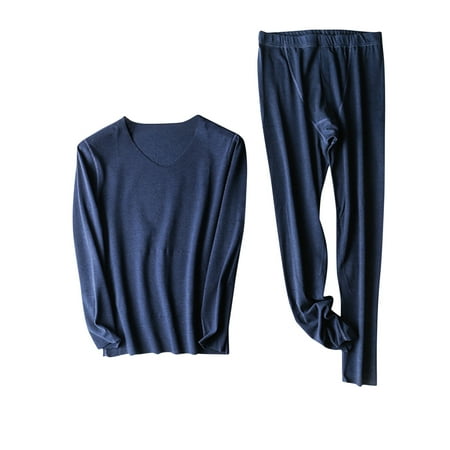 

AIMAOMI Mens Solid Color Thermal Underwear Stretch Top & Pants Set H