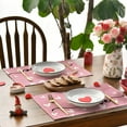 thumbnail image 3 of mubwai Pink Love Hearts Placemats Set of 4, 12x18 Inch Seasonal Table Mats for Party Kitchen Dining Decoration, 3 of 7