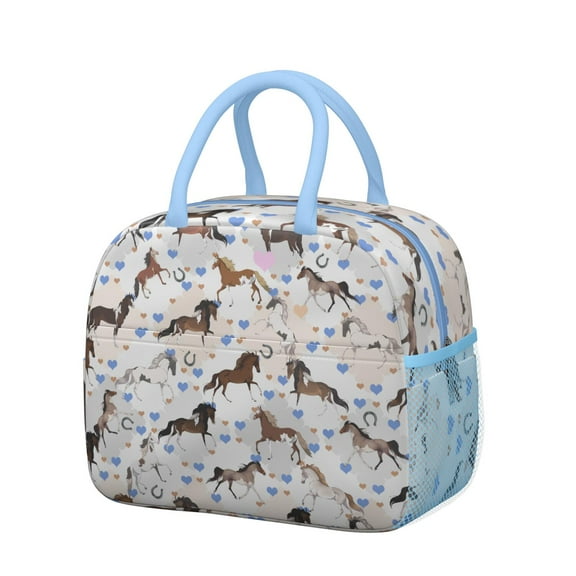 Reusable Horse Lnsulated Lunch Bag for Women & Men-Leakproof Water-Resistant Cooler Tote,Large Capacity(10.6x8.7x6.3in)for Work,Office,Travel,Picnic,Beach.