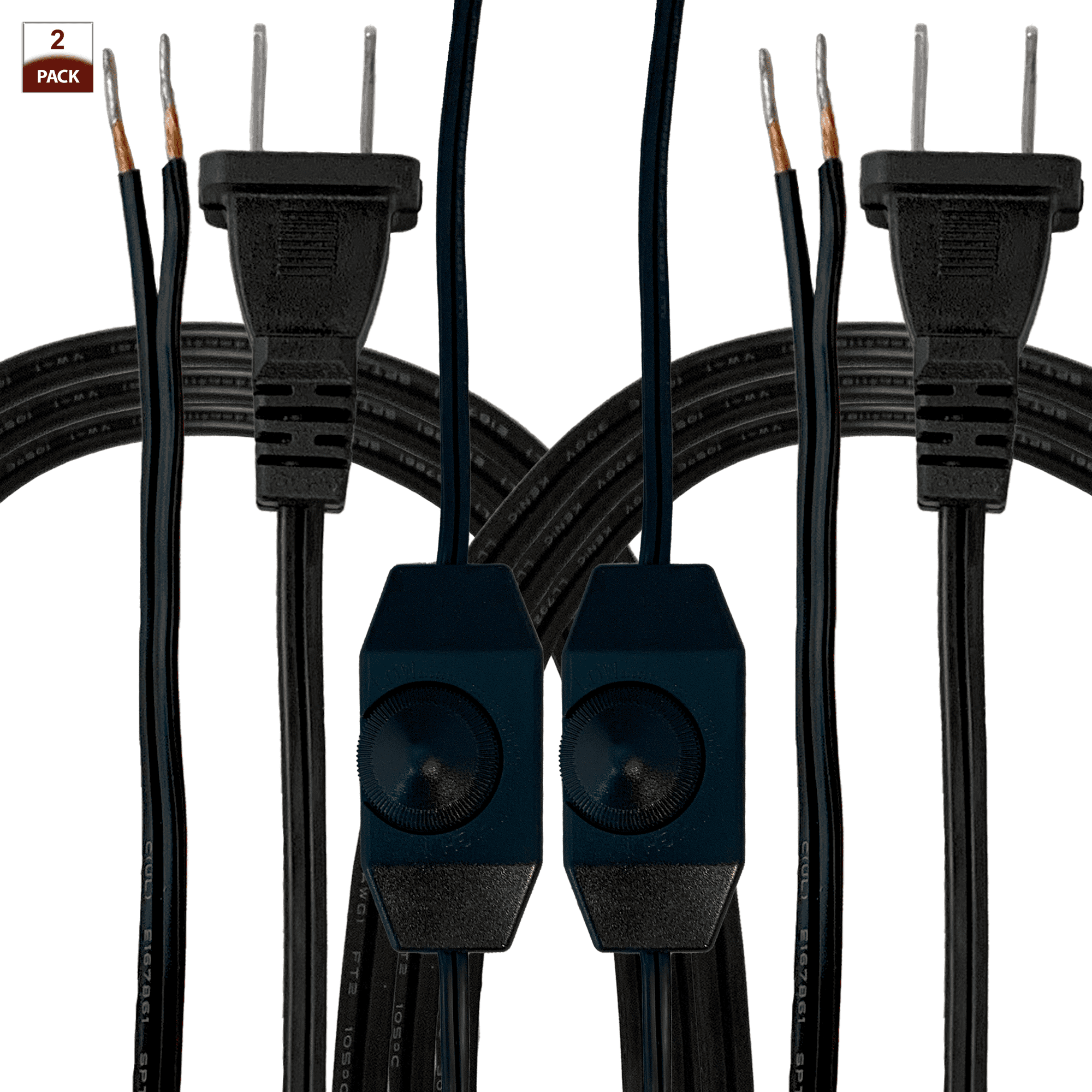 8-Foot Black Inline Rotary Dimmer Lamp Cord Set