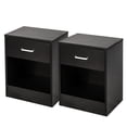 thumbnail image 6 of Hassch 2-Tier Black Nightstands (2 Pack), Compact Bedside Table with Top Drawer & Open Shelf, Durable Density Board, Easy Assembly for Small Spaces (15.8"L x 11.8"W x 19.7"H), 6 of 9
