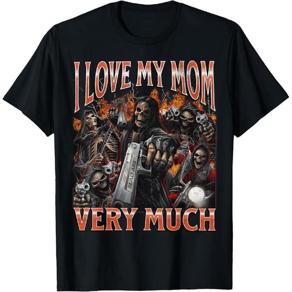 Cotton I Love My Mom Very Much Bootleg T-Shirt Casual Knit All Size S-5Xl