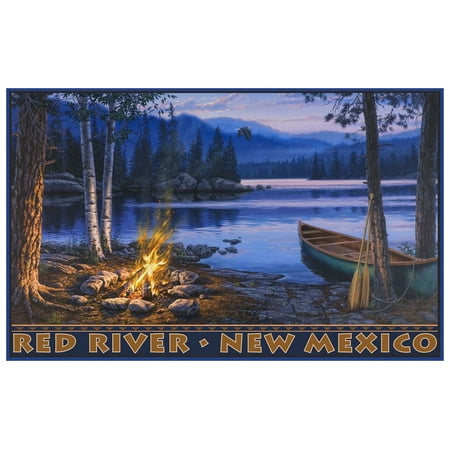 Mexican Bush - Red River New Mexico Lake Canoe Fire Travel Art Print Poster by Darrell Bush (12
