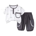 thumbnail image 1 of Girls Spring Outfits Two Piece Summer Set Lightweight Short Sleeve with Minimalist Design Newborn Boy Clothes Gray 4-5 Years, 1 of 4