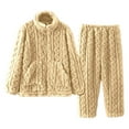thumbnail image 5 of SUYIDA Flannel Pajamas for Women Set, Winter Fuzzy Pajama Loungewear, 2 Piece Soft Cozy Warm Sherpa Sleepwear, 5 of 5