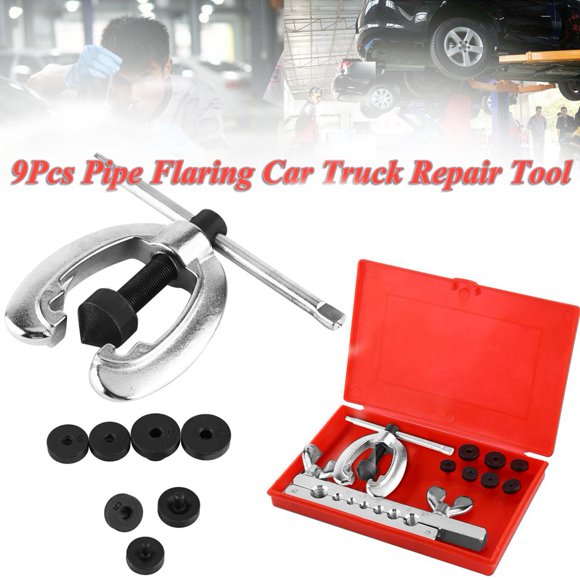 Garosa Flare Tool Kit, 9pcs Pipe Flaring Tool Kit Tube Repair Flare Includes Clamp Spreader Dies