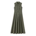 thumbnail image 1 of Taylonsss Robe Femme Couleur Unie Col Rond Sans Manches Taille Resserrée Style Élégant de Bureau, 1 of 6