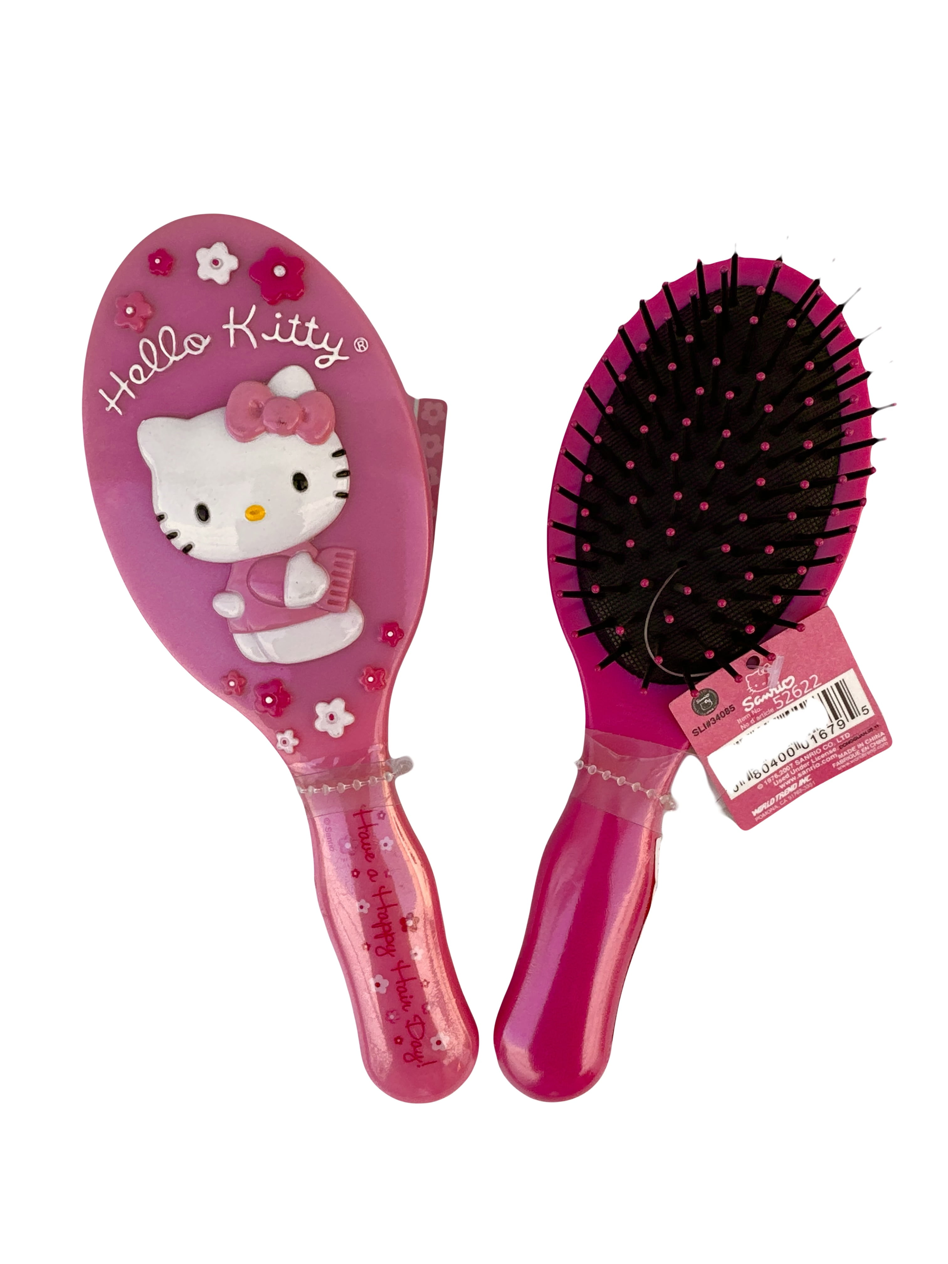 Hello Kitty Hair Brush Floral kitty Pink Handled Kids Hairbrush