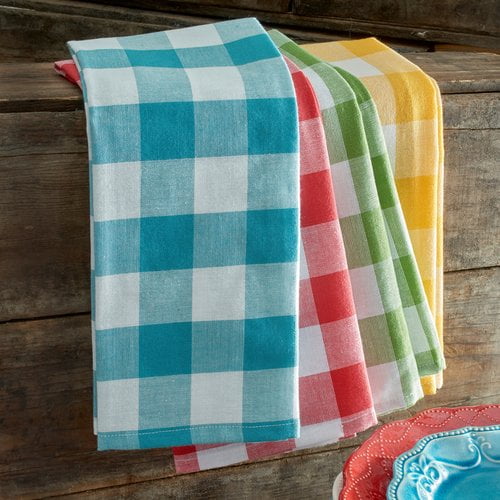 The Pioneer Woman 4 Pack Charming Check Kitchen Towels Walmart Com Walmart Com