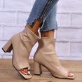 thumbnail image 5 of Juebong Sandals clearance High Heel Bootie Sandals for Women Dresssy 2024 Square Toe Chunky Heel Back Zipper Ladies Boots Shoes, 5 of 5