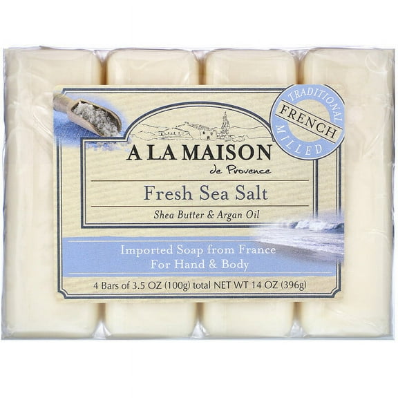 A La Maison de Provence Hand & Body Bar Soap Fresh Sea Salt 4 Bars 3.5 oz