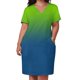thumbnail image 2 of Vestido holgado de verano para mujer ropa de color verde vivo a azul clásico con bolsillos, 2 of 6