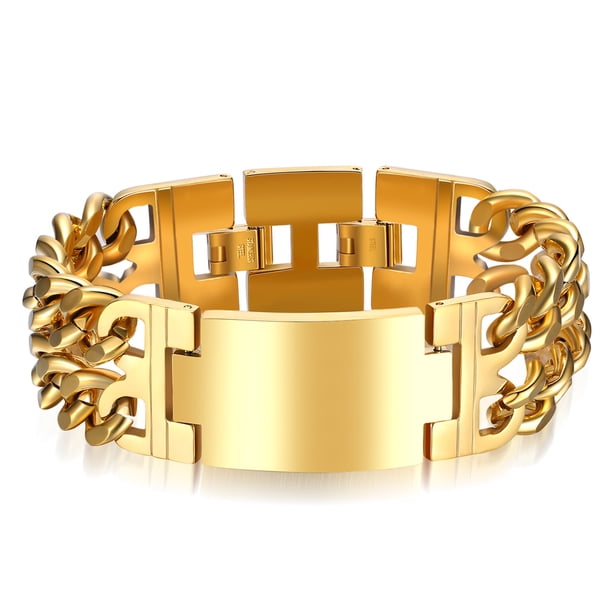 Guardurnaity Punk Jesús Titanio Acero Ancho Brazalete Acero inoxidable Regalo de cadena de moda Grabado Cool Men Dual Ropa, zapatos y accesorios Miscelánea Dorado Vidriar Guardurnaity AP014600-05