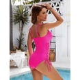 thumbnail image 4 of MORTTIC Women's Mesh V-Neck One-Piece Swimsuit, Tummy Control Swimwear with Adjustable Drawstring, 4 of 6