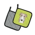 thumbnail image 2 of Checkerboard Lime Green Borzoi Pair of Pot Holders, 2 of 3