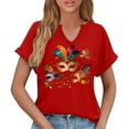 thumbnail image 6 of Erwazi Womens Mardi Gras T-Shirt Graphic Printed Short Sleeve V Neck Tees Carnival Party Tee Top, 6 of 6