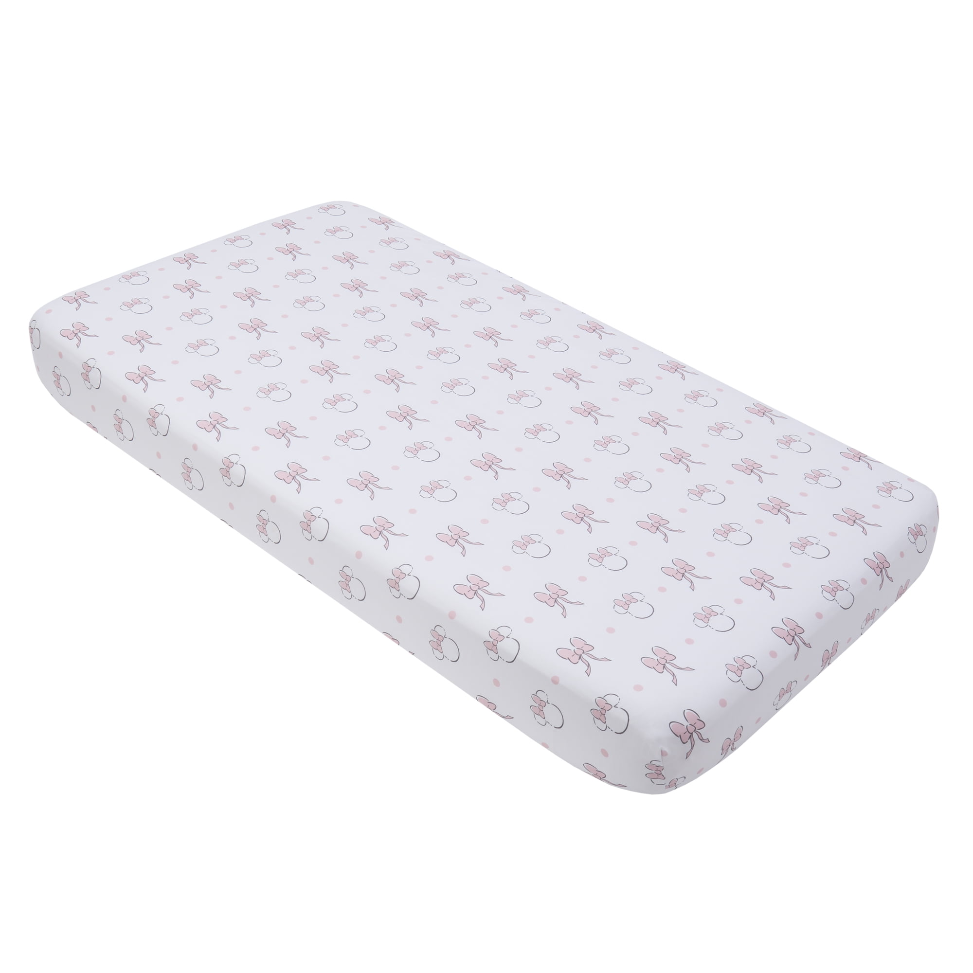 Disney Minnie Mouse Sweet Bows Pink Polyester Fitted Sheet, Crib