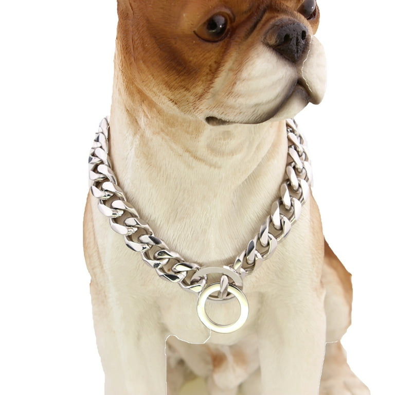 Heavy Duty Silver Dog Collar Slip Metal Chain for American French Bulldog