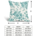 thumbnail image 5 of Teal and Cream Floral Pillow Covers 18x18 Inch Set of 2 Vintage Floral Throw Pillow Covers Chinoiserie Flower Pillowcases Rustic Farmhouse Cotton Linen Square Cushion Covers for Couch Bed Sofa Decor, 5 of 6