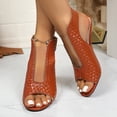 thumbnail image 4 of Caywon Women Heel Sandals Peep Toe Block Heel, Woven Texture Ladies Shoes Dressy, Comfortable Summer Evening Party, Sandalias Mujer, 4 of 8