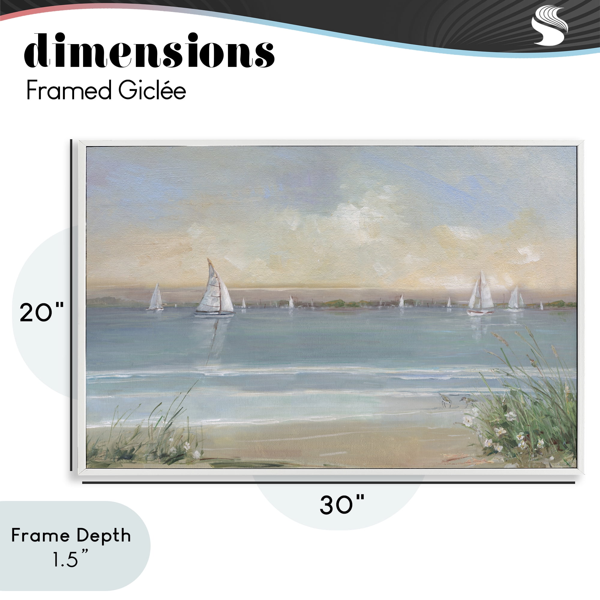 Stupell Industries Coastal Sailing At Dawn White Framed Giclee Art, design by Sally Swatland