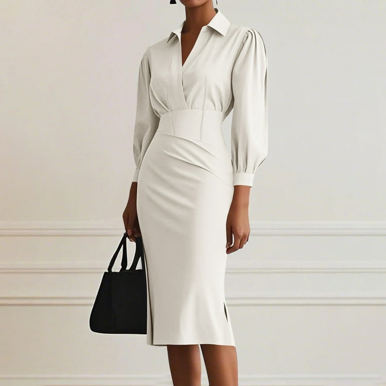 white long sleeve shift dress Chic Shift Dress - Long Sleeve Dress - White Dress - LWD