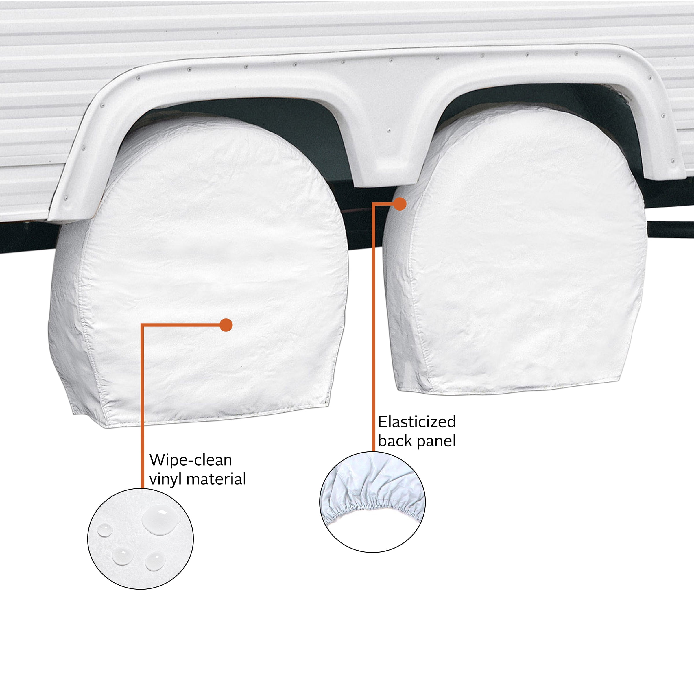 Tire-Guard Set Of 4 PREMIUM Arctic White Tire Covers Made From WATERPROOF Polyester /& Vinyl Use On RV CAR TRUCK TRAILER