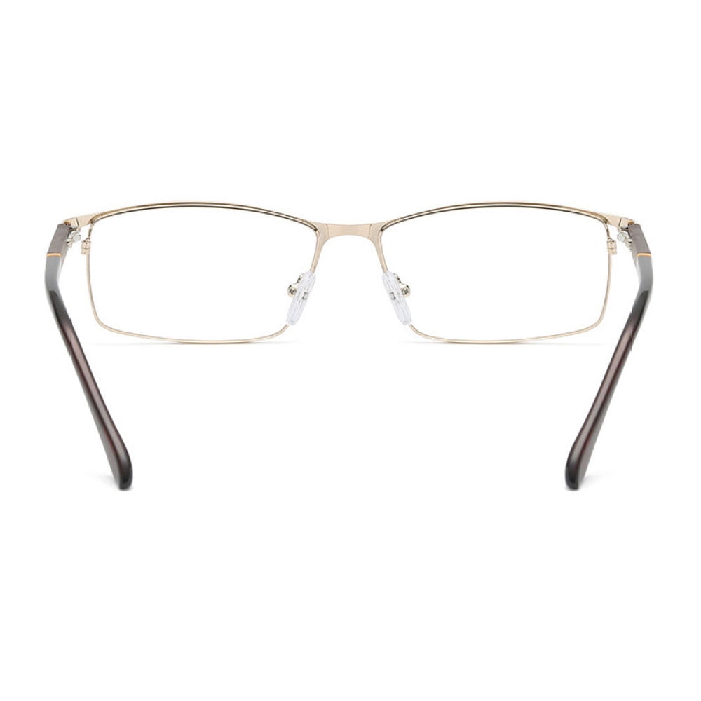 2 Pairs of Men Anti-blue light Reading Glasses 2.50 Metal Business Business Rectangular Spring Hinges Gold Readers +2.5
