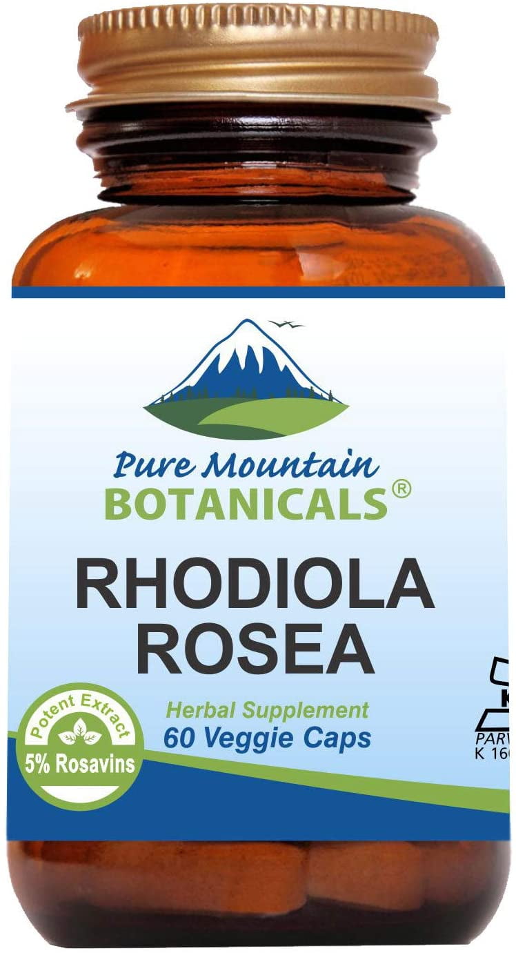 Rhodiola Rosea Capsules Kosher Vegan Herbal Supplements Brown Glass ...